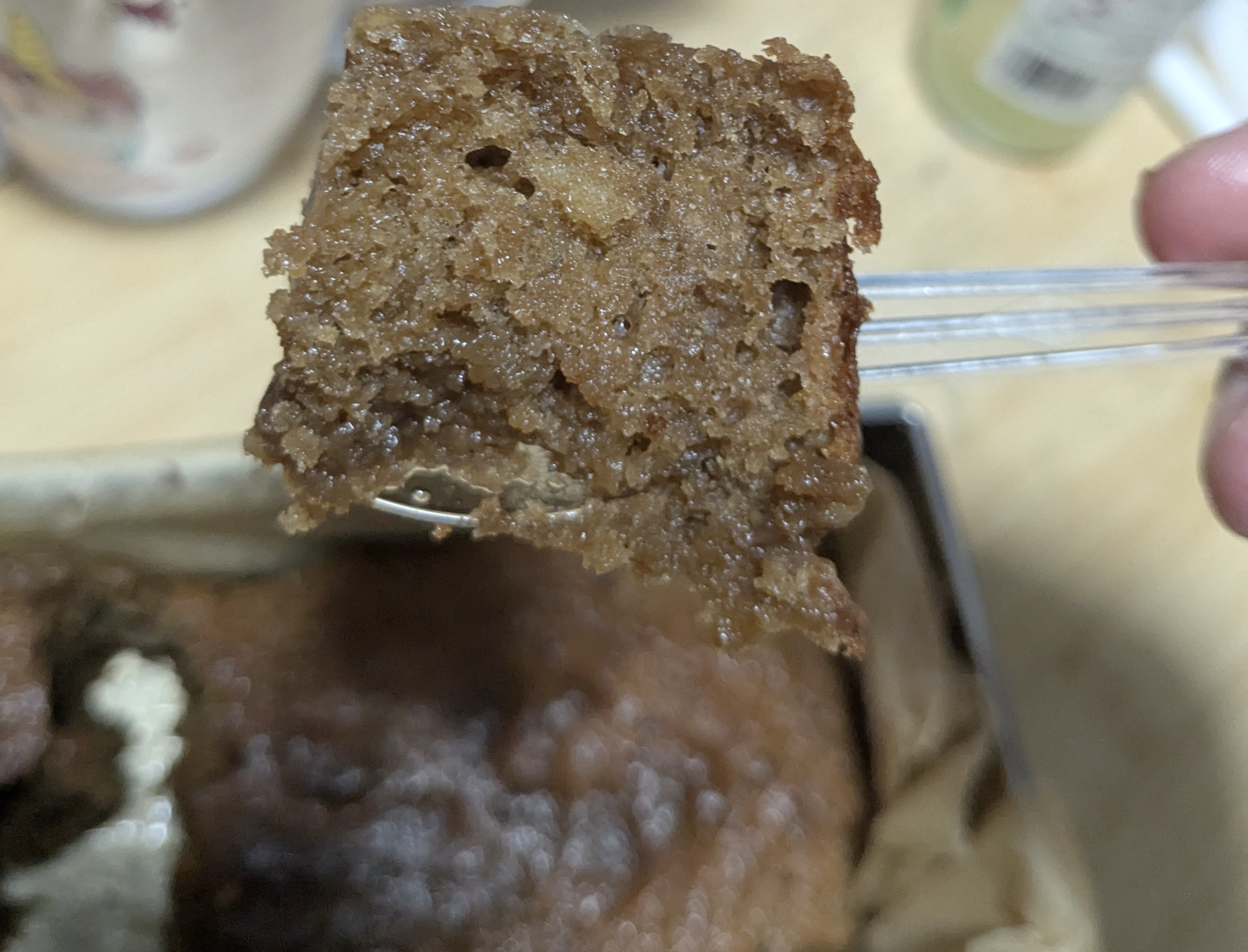 Close-up of chocolate loaf slice texture
